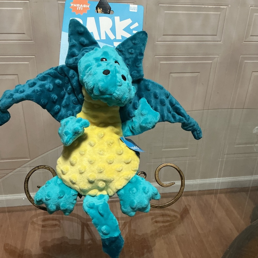 Brand New Bark Box 14” Plush Crazy Crinkle Squeaky Dragon L/XL Dogs - Picture 3 of 4